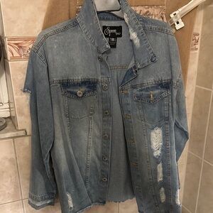 Light Blue Distressed Denim Jacket